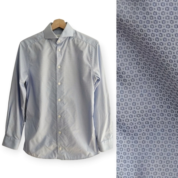 Eton Super Slim Fit Men's Dress Shirt Blue Dots 14.5 - Picture 1 of 16